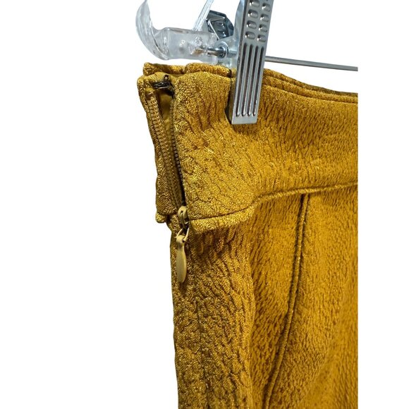 Banana Republic Gold Textured Pencil Skirt With Side Zipper & Front Slit Womens - Picture 4 of 10